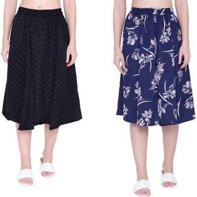 Manat Diva Floral Print, Polka Print Women A-line Multicolor Skirt