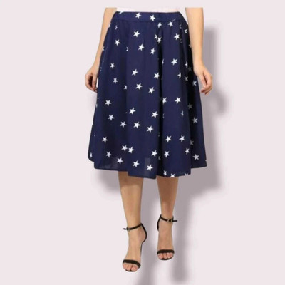 Manat Diva Printed Women A-line Blue, White Skirt