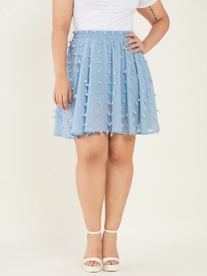 CURVE BY KASSUALLY Solid Women Flared Blue Skirt