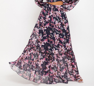 nHka Printed Women Flared Multicolor Skirt