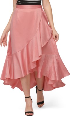 Smarty Pants Solid Women Layered Pink Skirt