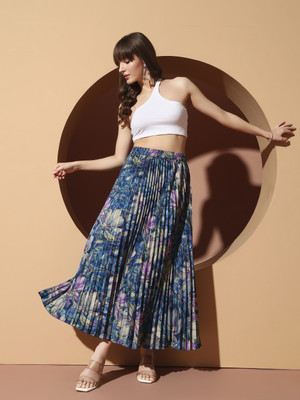 ZWERLON Printed Women Pleated Multicolor Skirt