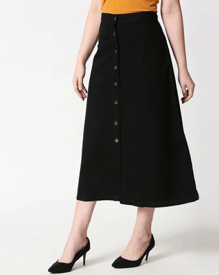 Codaisy Solid Women A-line Black Skirt
