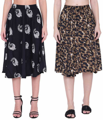 Mannat Diva Printed Women A-line Multicolor Skirt