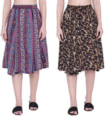 Mannat Diva Printed Women A-line Multicolor Skirt