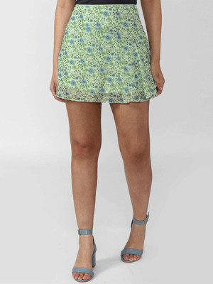 FOREVER 21 Printed Women Flared Green Skirt