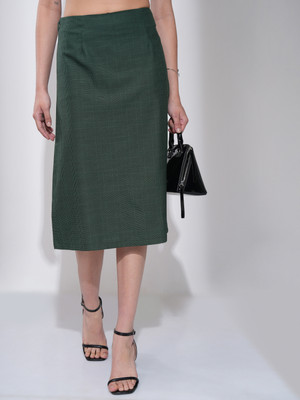 Tokyo Talkies Checkered Women A-line Green Skirt