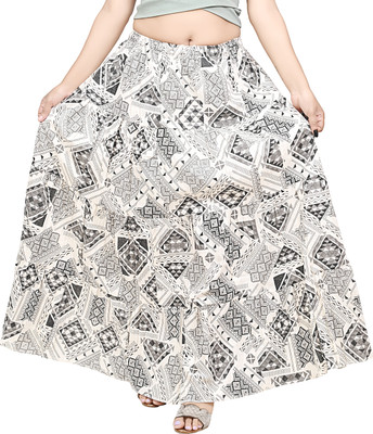 TVESA Floral Print Women Regular Black Skirt