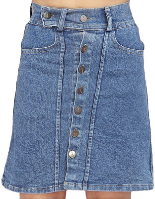 AKSHA CREATION Solid Women A-line Light Blue Skirt