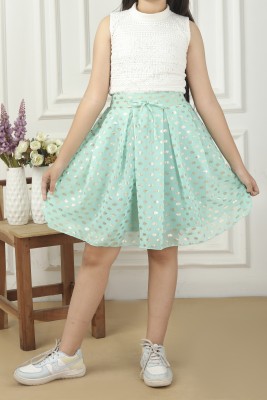 Miss & Chief Embellished Girls A-line Light Green Skirt