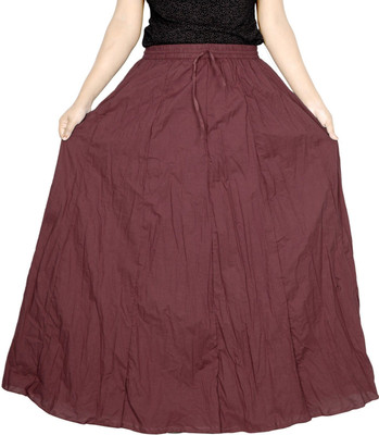 Sttoffa S Solid Women Broomstick Brown Skirt