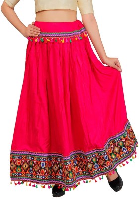 VIKALPS Embroidered Women Regular Pink Skirt