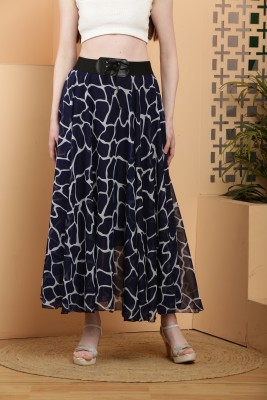 Raabta Fashion Self Design Women Flared Blue Skirt