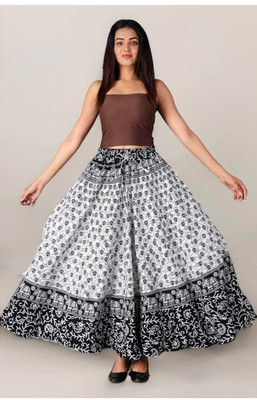 Tankaviss Printed Women Regular White Skirt