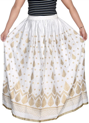kurtiskirts Printed Women A-line White Skirt