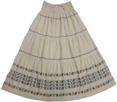 CARMINO CASULAS Embroidered Women A-line Beige Skirt