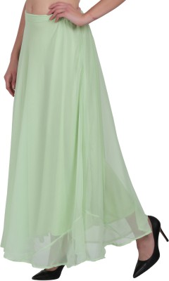 Warsian Solid Women Flared Light Green Skirt