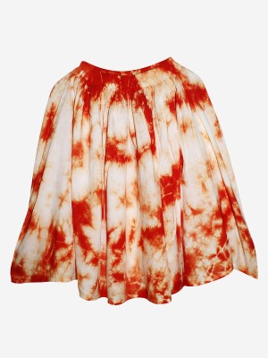 KiddoPanti Dyed Girls Flared Orange Skirt