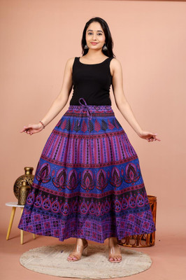 Homezilla Printed Women Flared Multicolor Skirt
