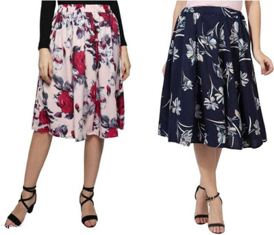 Manat Diva Floral Print Women Flared Multicolor Skirt