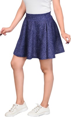 Banrion Self Design Women Flared Blue Skirt