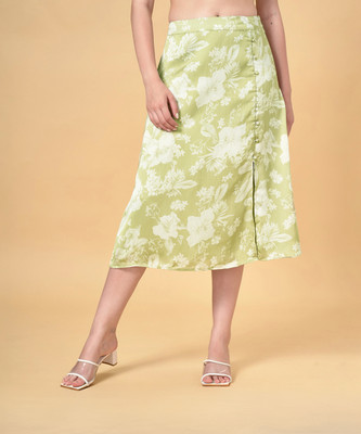 Honey By Pantaloons Printed Women A-line Green Skirt