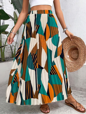 ZWERLON Printed Women A-line Yellow Skirt