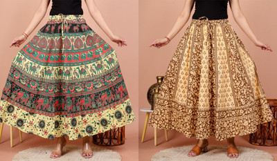 BAJRANGI FASHIONN Printed Women Flared Multicolor Skirt