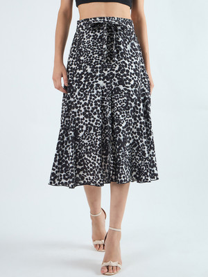 BITTERLIME Printed Women A-line Black Skirt