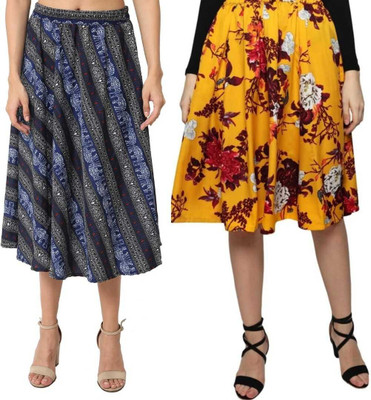 Mannat Diva Printed Women A-line Multicolor Skirt
