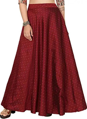 DRASHMIZE Polka Print Women Flared Maroon Skirt