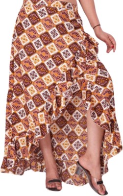 JYESHTA Printed Women Flared Brown Skirt