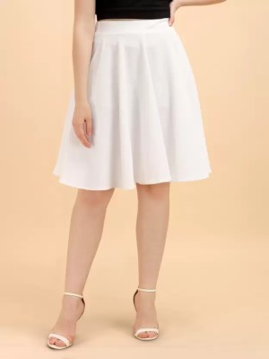 WOMEN MODE Solid Women Flared White Skirt