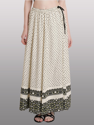 INUKA Printed Women Flared White Skirt