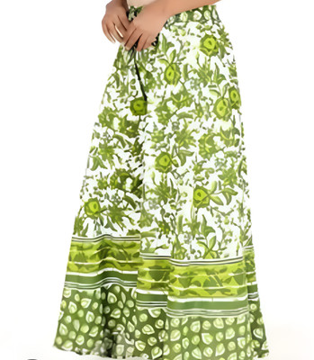 GS Enterprises Printed Women Flared Green Skirt