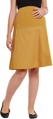 OXOLLOXO Solid Women A-line Yellow Skirt