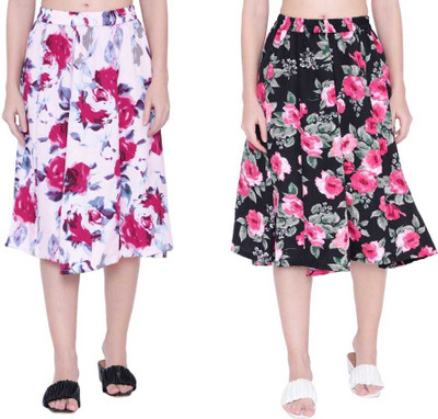 Mannat Diva Floral Print Women A-line Multicolor Skirt