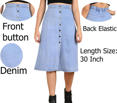 AKSHA CREATION Solid Women A-line Light Blue Skirt