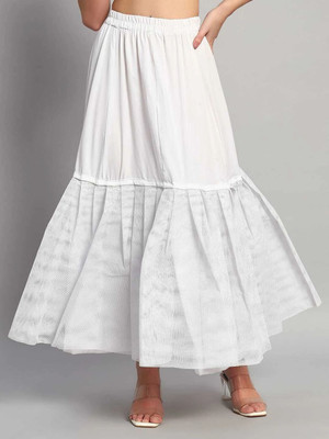 SHYAMA CRATIONS Solid, Solid Women Flared White Skirt