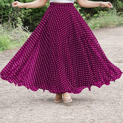 3Buddy Fashion Self Design, Polka Print Women Flared Purple, White Skirt