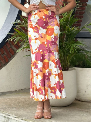 TANDUL Floral Print Women Flared Multicolor Skirt