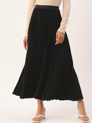 Deklook Solid Women Pleated Black Skirt