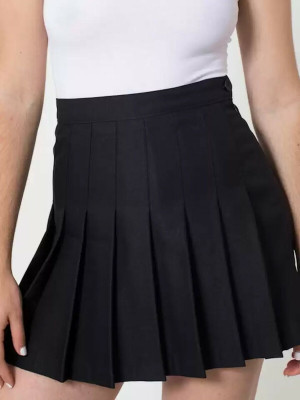 THE MD FASHION Solid Women Pleated Black Skirt