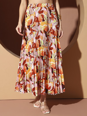 LookShine Printed Women Pleated Multicolor Skirt