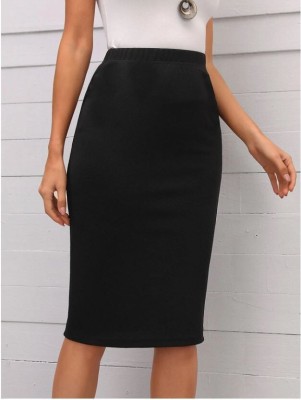 Sagar Fashion Solid Women Pencil Black Skirt