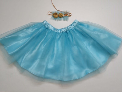 Fashionifyy Self Design Girls Flared Light Blue Skirt