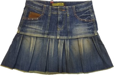 Harvika enterprises Washed Women A-line Blue Skirt