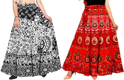 Radhe Collection Animal Print Women Wrap Around Black Skirt