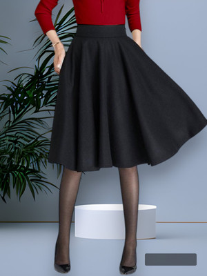 Areca Designer Solid Women Flared Black Skirt