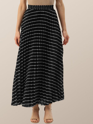 CHEMISTRY Striped Women A-line Black Skirt